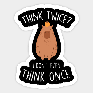 Capybara Mandarin Orange Think Twice Sticker